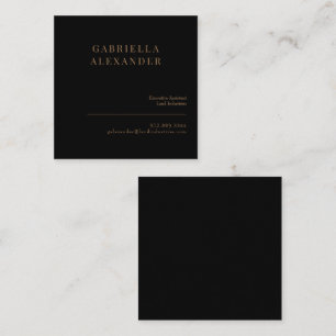 Einfache elegante schwarze und goldene quadratisch quadratische visitenkarte