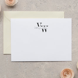 Einfache elegante schwarze und weiße Initialen Mitteilungskarte