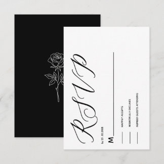 einfache elegante schwarze und weiße klassische RS RSVP Karte