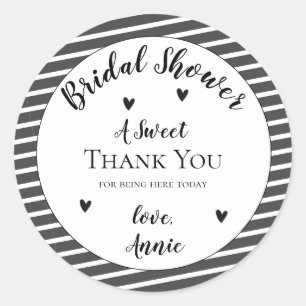 Einfache elegante schwarze weiße Bridal Shower Dan Runder Aufkleber