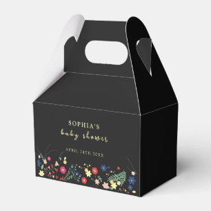 Einfache elegante schwarze Wildblumen-Baby-Party Geschenkschachtel