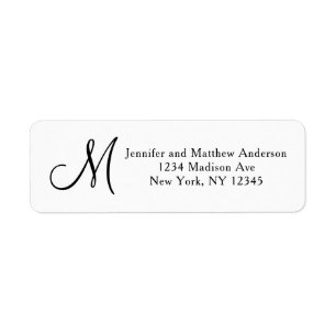 Einfache elegante Schwarzweiss-Monogramm-Adresse