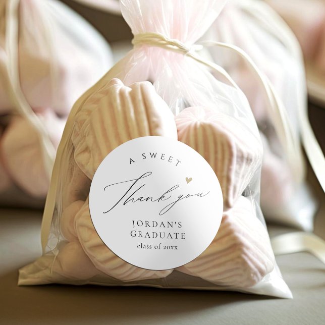 Einfache Elegante Script-Abschluss-Favoriten Viele Runder Aufkleber (Simple Elegant Script Graduation Favors Thank You Classic Round Sticker)