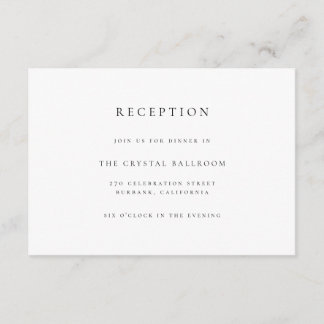 Einfache, elegante Script Black Wedding Reception Begleitkarte