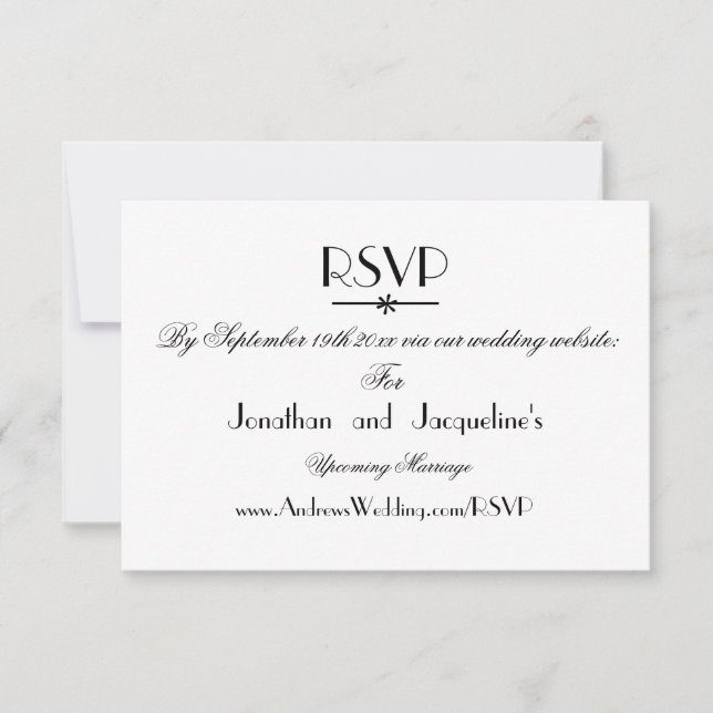 Einfache elegante Script Chic Wedding RSVP Card (Vorderseite)