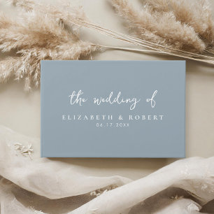 Einfache, elegante Script-Dusty Blue Wedding Gästebuch