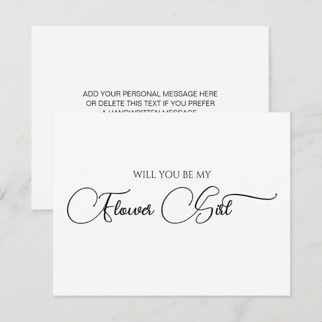 Einfache Elegante Script Flower Girl Vorschlag Car Mitteilungskarte (Vorne/Hinten)