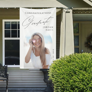 Einfache Elegante Script-Foto-Graduation-Party Banner