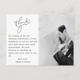 Einfache, elegante Script-Foto-Hochzeit Vielen Dan Postkarte