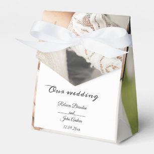 Einfache, elegante Script-Foto-Hochzeitsfeier Geschenkschachtel
