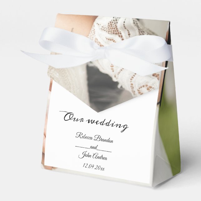 Einfache, elegante Script-Foto-Hochzeitsfeier Geschenkschachtel (Vorderseite)