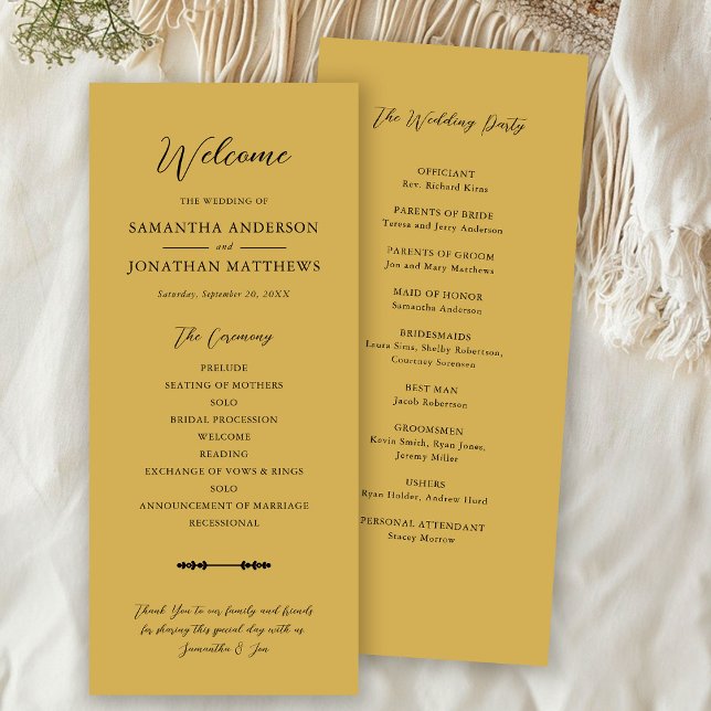 Einfache, elegante Script Gold-Hochzeit Programm (Von Creator hochgeladen)