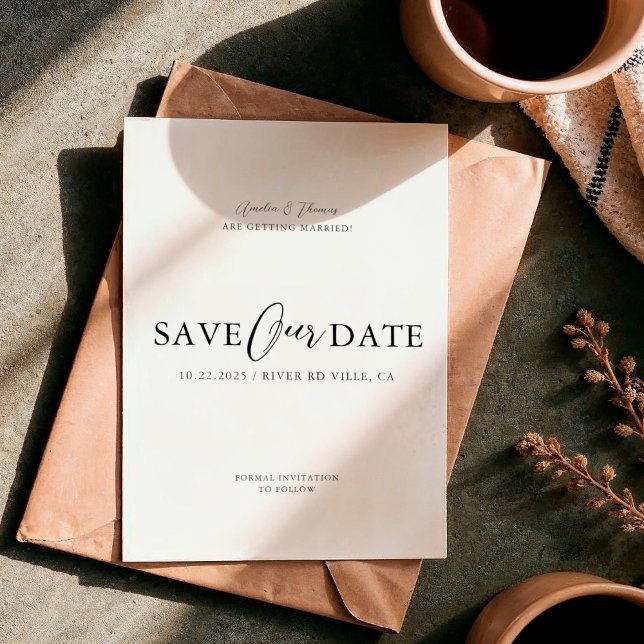 Einfache, elegante Script-Hochzeit Save The Date (Von Creator hochgeladen)