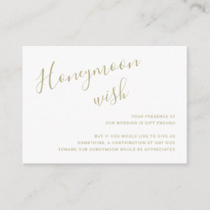 Einfache, elegante Script-Honeymoon Wish Gold Wedd Begleitkarte