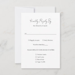 Einfache, elegante Script Minimalistisch Classic W RSVP Karte