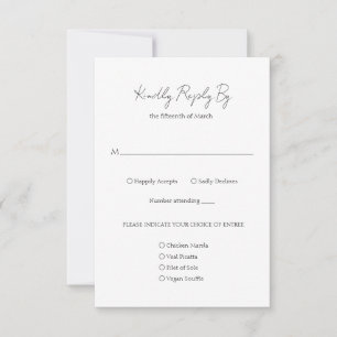 Einfache, elegante Script Minimalistisch Classic W RSVP Karte