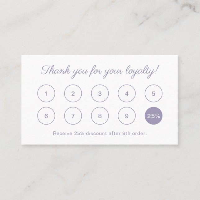 Einfache Elegante Script Monogram Lavender Butterf Treuekarte (Vorderseite)