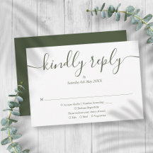 Einfache, elegante Script Olive Green Wedding