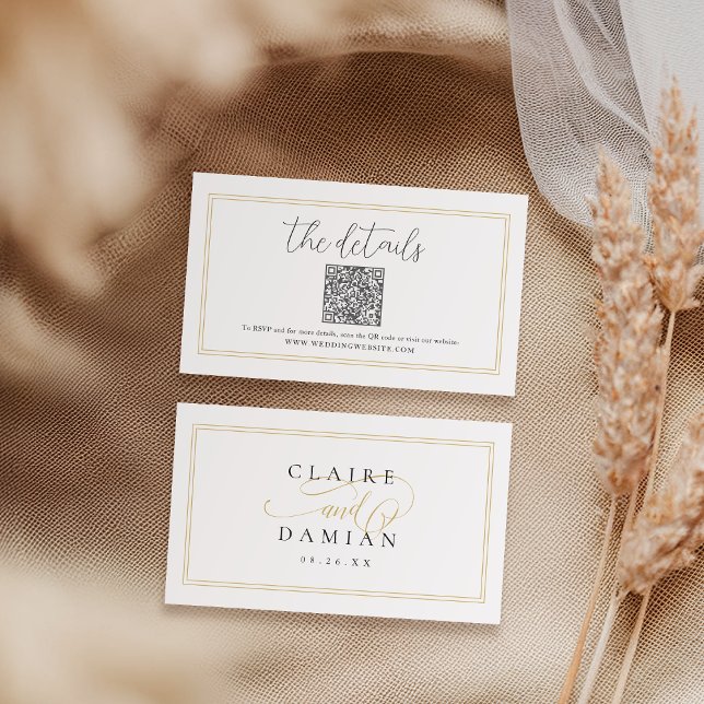 Einfache Elegante Script QR Code Details Karte (Simple Elegance Script QR code Details Card)
