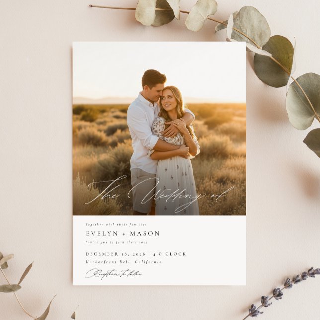 Einfache, elegante Script QR Code Foto Hochzeit Einladung (Von Creator hochgeladen)