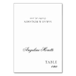 Einfache, elegante Script-Schwarz-Weiß-Platzkarte Tischnummer