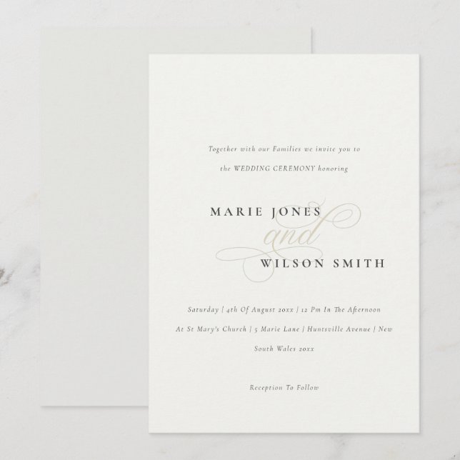 Einfache, elegante Script-Schwarz-weiße Hochzeit Dankeskarte (Vorne/Hinten)