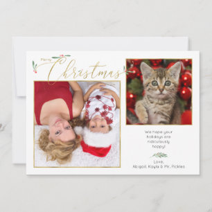 Einfache elegante Script-Typografie 2-Foto Feiertagskarte