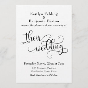 Einfache, elegante Script-Typografie-Hochzeit Einladung