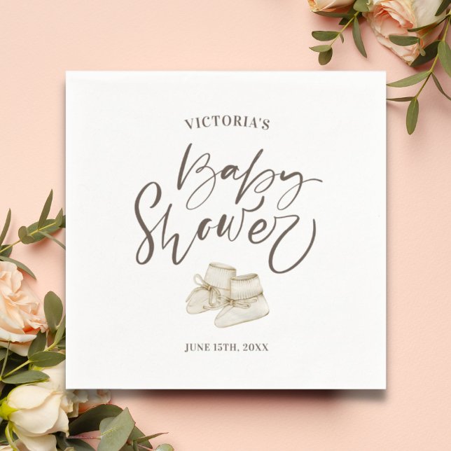 Einfache elegante Script Watercolor Baby Dusche Serviette (Von Creator hochgeladen)