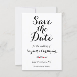 Einfache, elegante Script White Wedding Verlobung Save The Date
