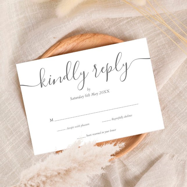Einfache Elegante Signature Script Hochzeit RSVP Karte (Von Creator hochgeladen)