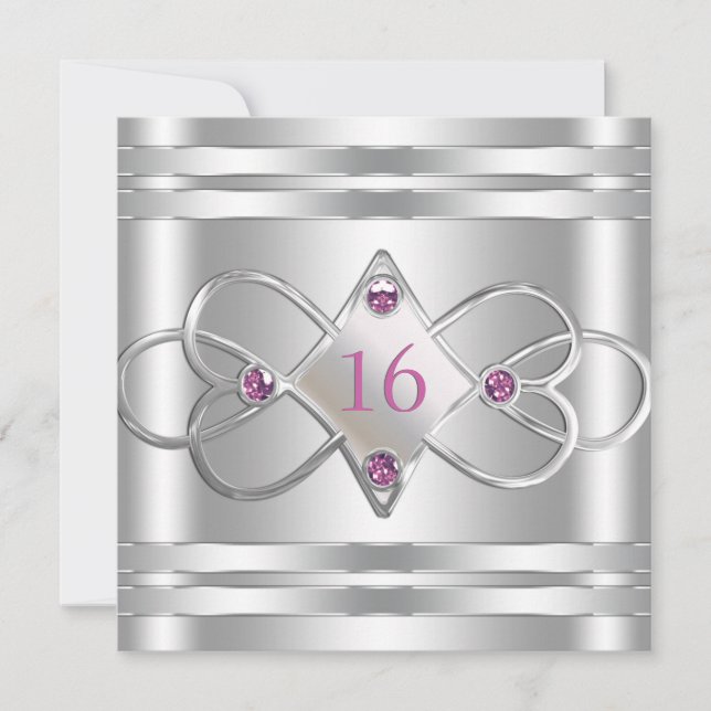 Einfache Elegante Silver Einladung (Vorderseite)