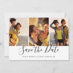 Einfache elegante Skript-Fotocollage Save The Date