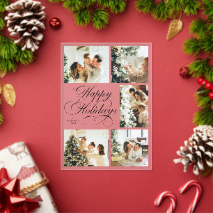 Einfache elegante Skript-Fotocollage-Weihnachtskar Acryleinladungen