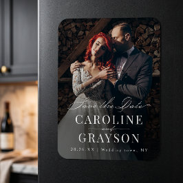 Einfache elegante Skript-Typografie Foto-Hochzeit Magnet