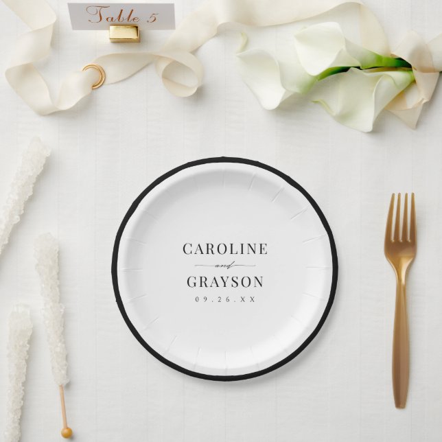 Einfache elegante Skript-Typografie-Hochzeit  Pappteller (Hochzeit)