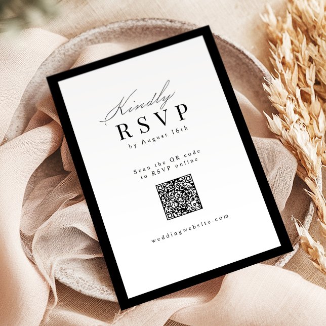 Einfache elegante Skript-Typografie QR-Code Hochze RSVP Karte (Simple Graceful Script Typography QR Code Wedding RSVP Card)