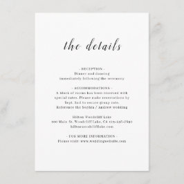 Einfache, elegante Skripte Hochzeitsdetails Begleitkarte