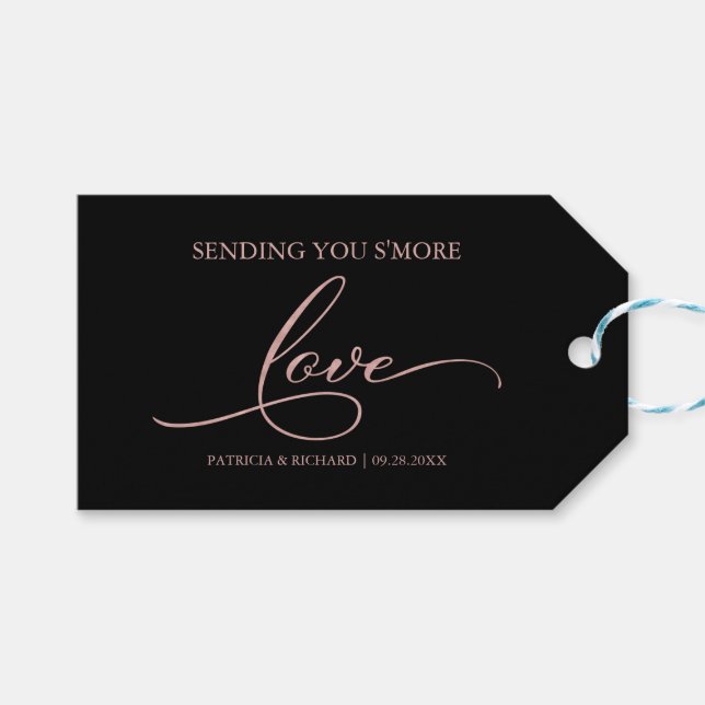 Einfache Elegante Skripte S'more Liebe Gefälligung Geschenkanhänger (Vorderseite (Horizontal))