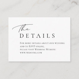 Einfache elegante Skripttypografie - Hochzeitsdeta Begleitkarte