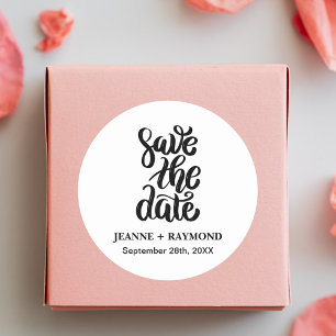 Einfache, elegante SkriptWedding Save the Date Boh Runder Aufkleber