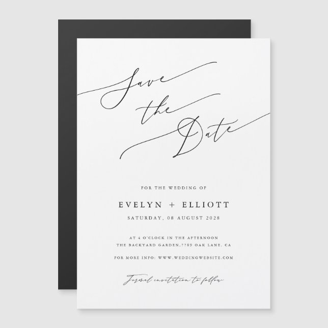 Einfache, elegante SkriptWedding Save the Date Mag Magnetkarte (Vorne/Hinten)