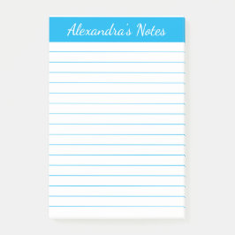 Einfache Elegante Sky Blue Lined Personalisiert Post-it Klebezettel