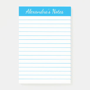Einfache Elegante Sky Blue Lined Personalisiert Post-it Klebezettel