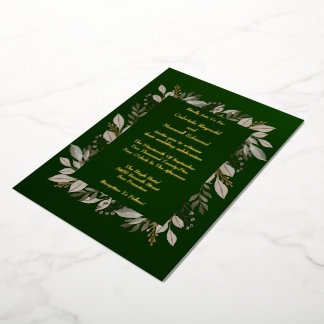 Einfache elegante smaragdgrüne und goldene Hochzei Folieneinladung