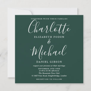 Einfache Elegante Smarald Green Script Wedding Einladung