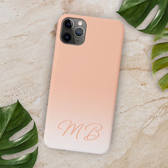 Einfache, elegante Soft Sunny Peach Monogram Case-Mate iPhone Hülle (Von Creator hochgeladen)