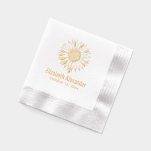 Einfache elegante Sonnenblume Bloom #2A Namensdatu Servietten Mit Folie