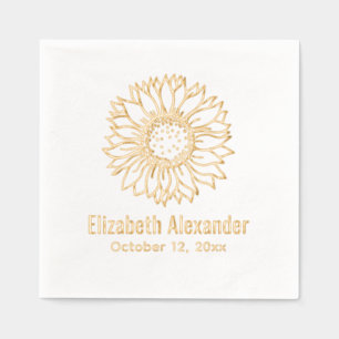 Einfache Elegante Sonnenblumen Bloom #4 Namensdatu Servietten Mit Folie