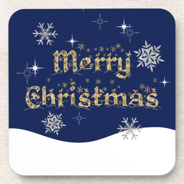 Einfache Elegante Sparkling Weihnachten Glitzer Sp Getränkeuntersetzer (Vorderseite)